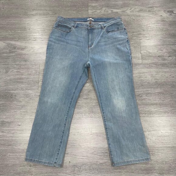 Eileen Fisher Jeans Women’s Plus 16W Wide Leg Cropped Denim Pants Blue Stretch - Picture 2 of 13